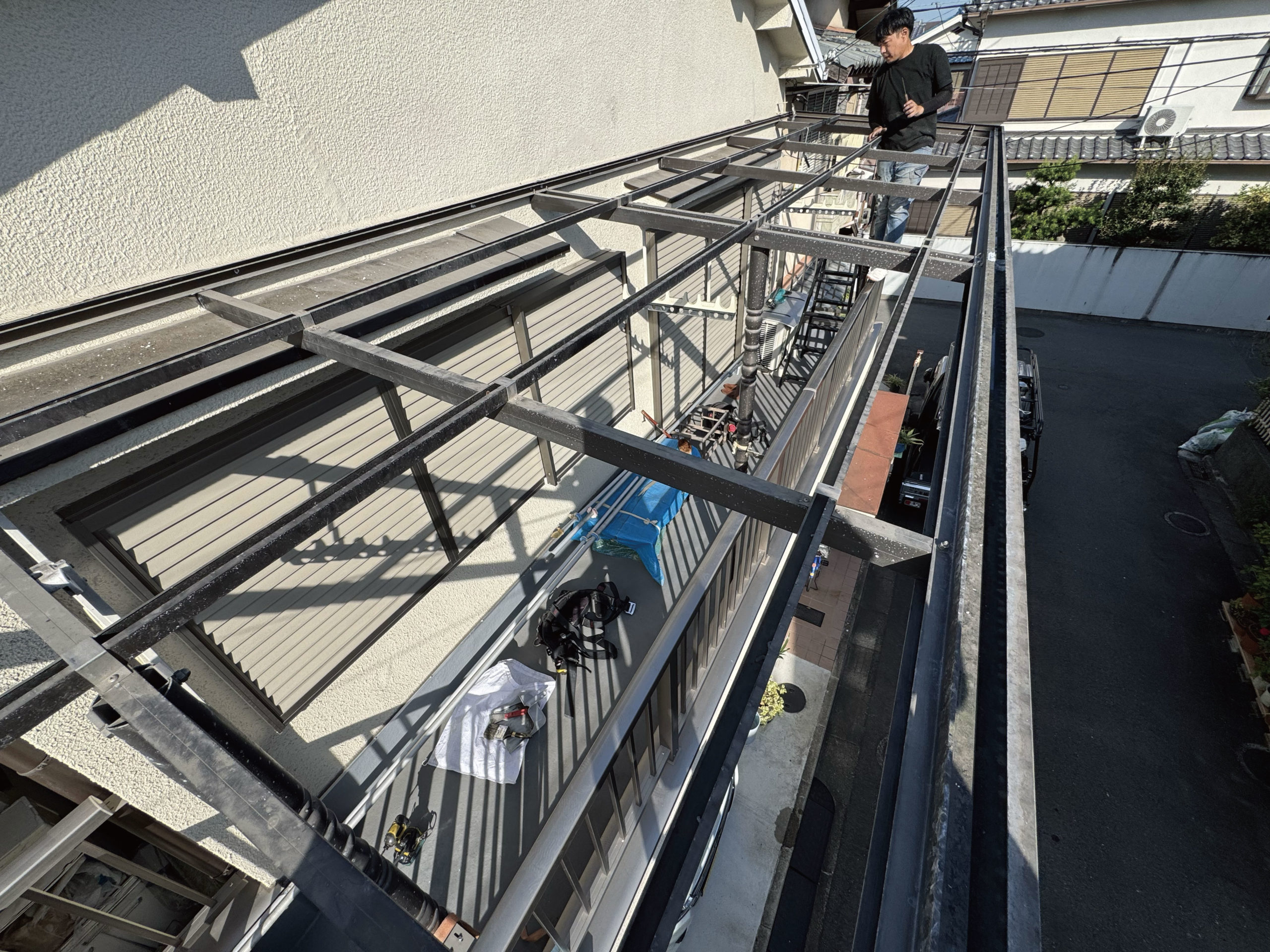 大阪府八尾市　波板工事　エクステリア樋　交換